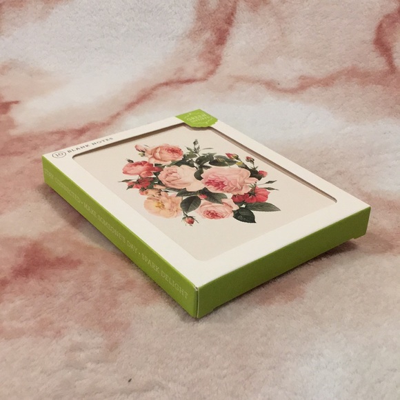 Rose Bouquet Garden Valentines Note Card Set of Ten BoxedSet NWT Green Inspired - Picture 9 of 16